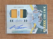 2020 Panini Absolute Baseball Iconic Ink Duel Relic Autograph Jose Canseco # 2/5