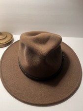 Scala Classic Outback 100 Wool Fedora Hat Dorfman Pacific Hand Made Brown Cap