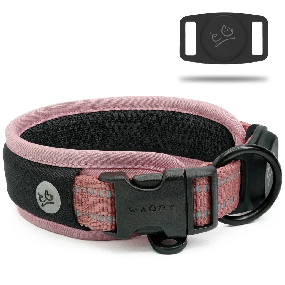 Coleira Airtag para Cachorro, Malha de Ar Estofamento Ultra Macio - Costura Reflexiva 3M - Preta - Imagem 2 de 4