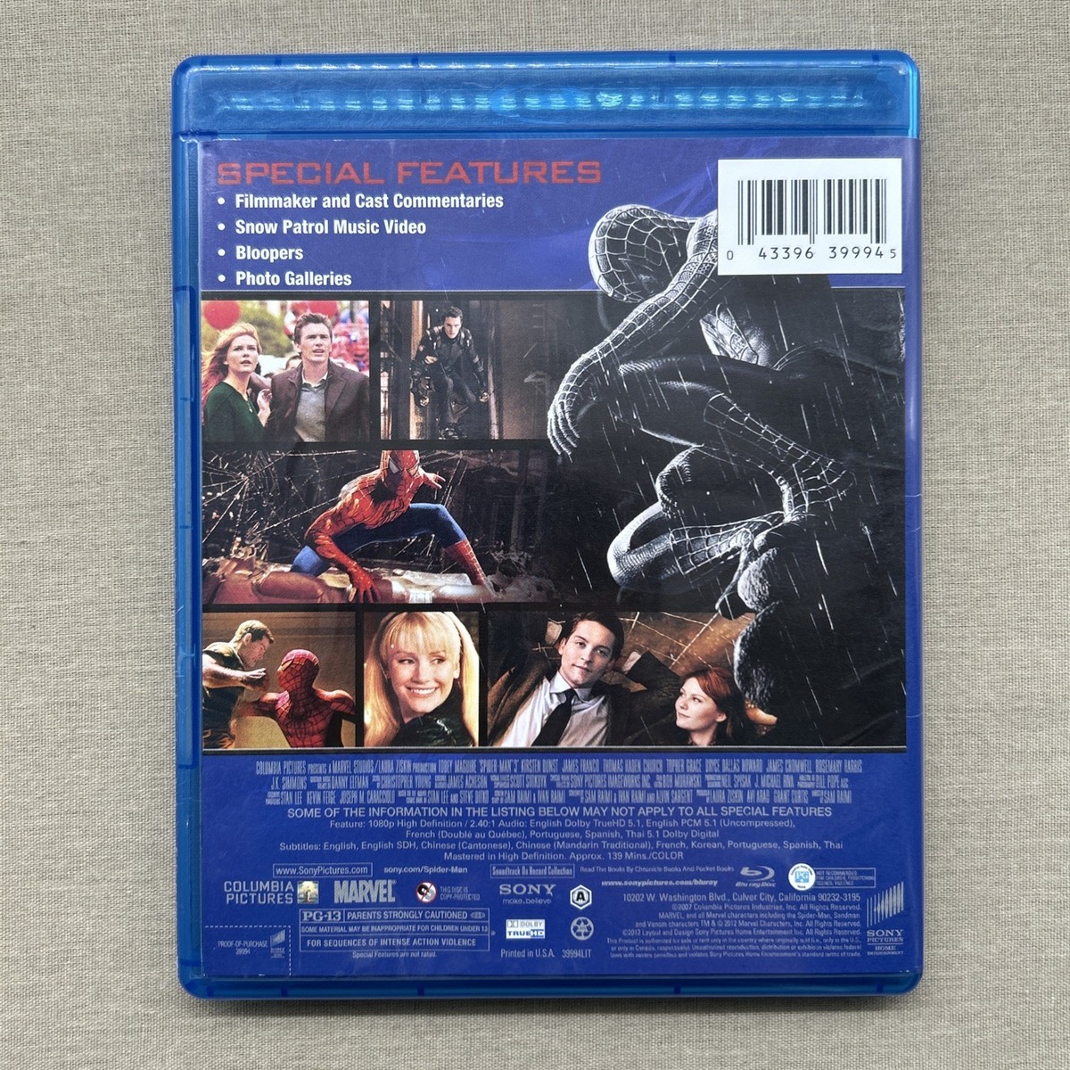 Spider-Man 3 (Blu-ray & Digital 2007) Film Superhero Venom Sandman
