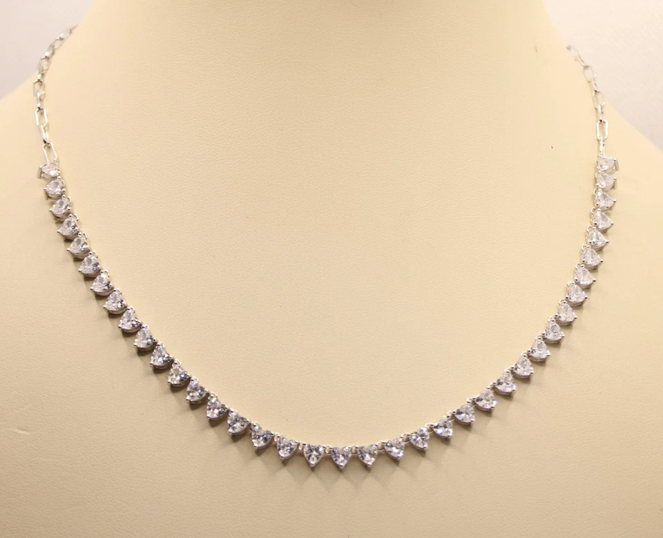 COLLANA ARGENTO TENNIS ZIRCONI CUORE RODIATA CM 40-45 MM 3 MAGLIA ANELLETTI - Immagine 2 di 4