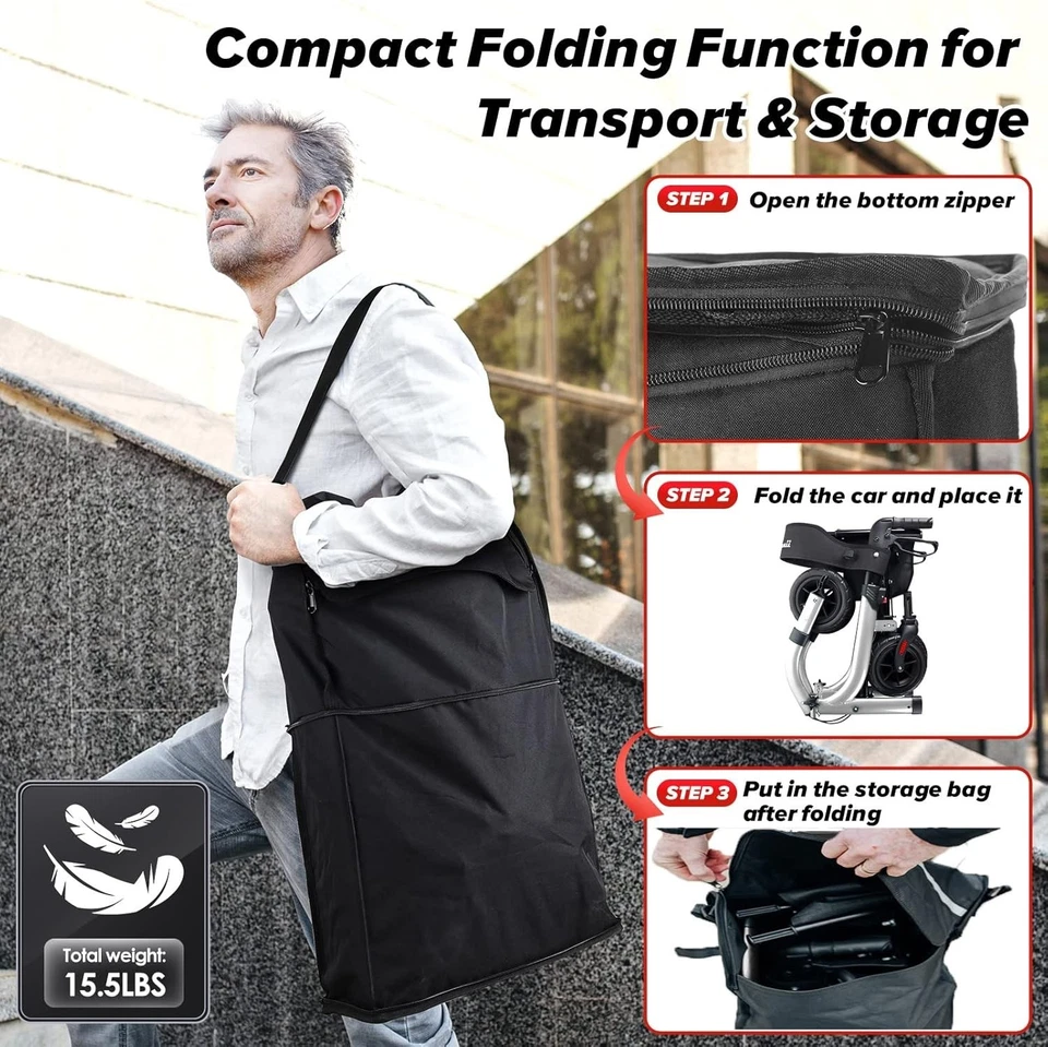 Andador con andador de asiento más ancho para personas mayores - Solución de movilidad segura y cómoda Foto 4 de 4