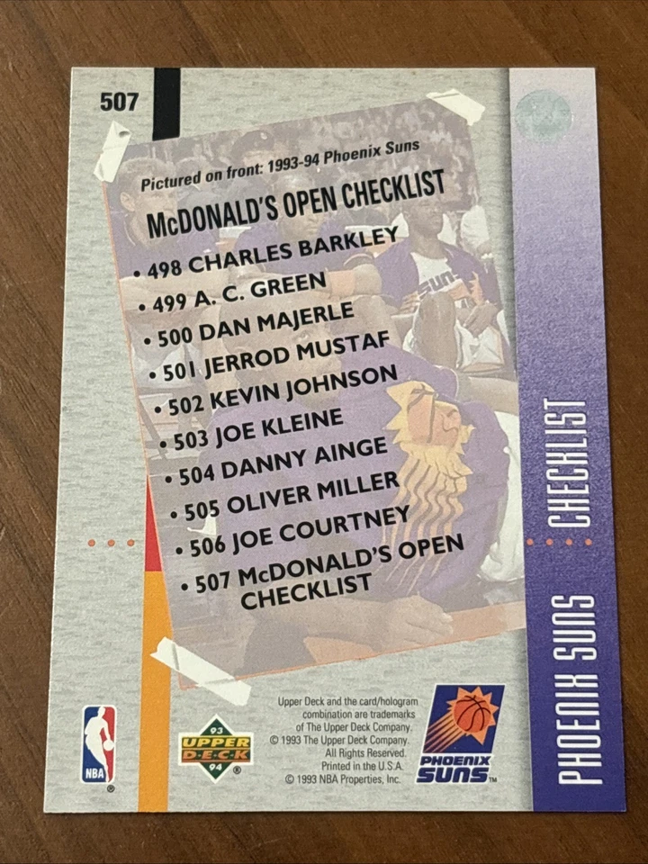 1993-94 Upper Deck - Charles Barkley #507 Suns HOF NM - Image 2 of 2