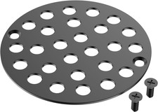 EXF 4 Inch Screw in round Shower Floor Drain Cover, Stainless Steel Replacement
