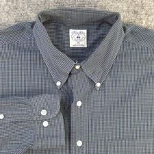 Brooks Brothers Sport Shirt XL Blue Green Check Long Sleeve Button Down Cotton