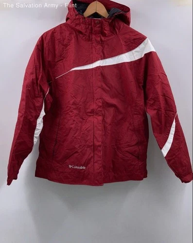 Columbia Womens Red Long Sleeve Hooded Full-Zip Windbreaker Jacket Size XL