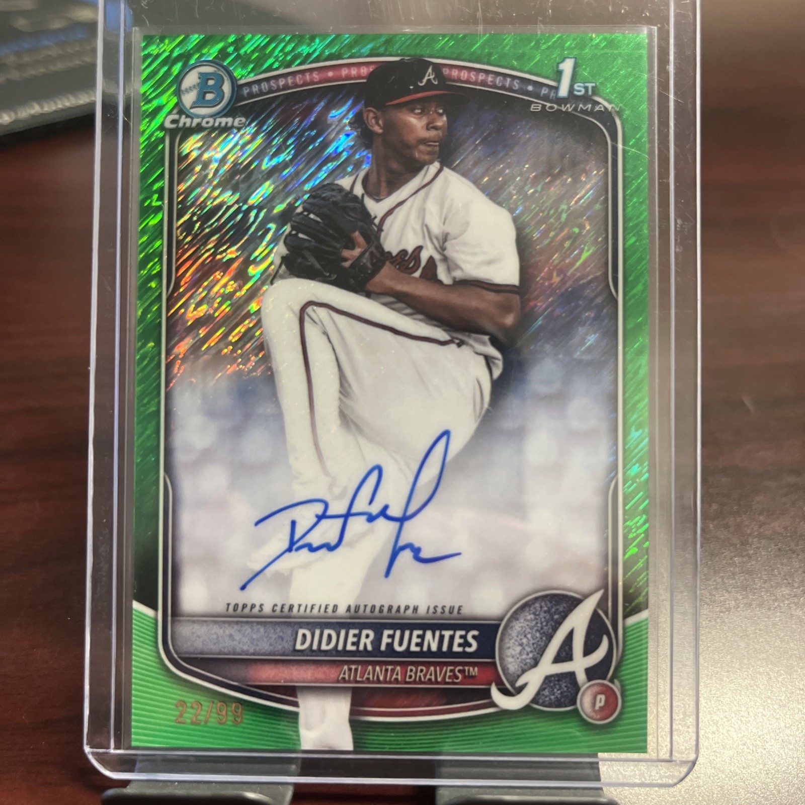 DIDIER FUENTES 2025 Bowman Chrome 1st Green Shimmer Auto #CPA-DFU /99 RC Braves