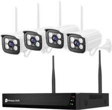 JideTech 3MP 4CH WiFi Wireless Home Security Camera System with I/O for Tuya