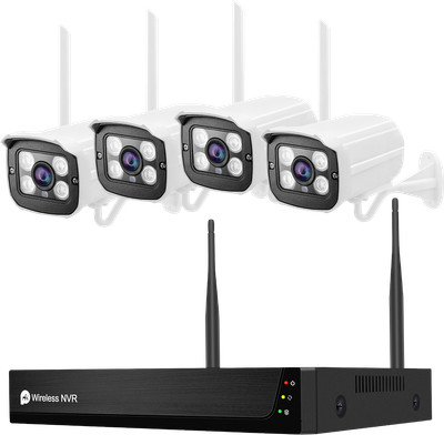 JideTech 3MP 4CH WiFi Wireless Home Security Camera System with I/O for Tuya