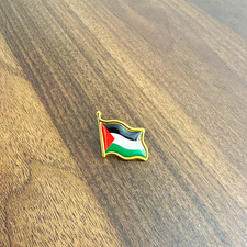 Palestine Flag Lapel Pin Brooch, Gold Tone Metal, Multicolor Flags  Political