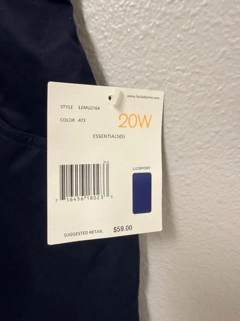 Liz Claiborne By Elisabeth Essentials Shorts Womens 20W Blue Cotton Wrap Button - Image 4 of 4