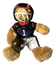 Vintage Russ Tackles Pets Teddy Bear Plush with Football Cuddly Stuffed Animal