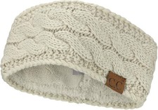 C.C Beanie Soft Stretch Winter Warm Cable Knit Fuzzy Lined Ear Warmer Headband