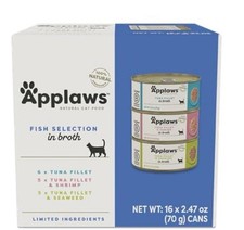 Applaws 16 Pack Natural Wet Cat Food Tuna Fillet with Broth Limited Ingredients