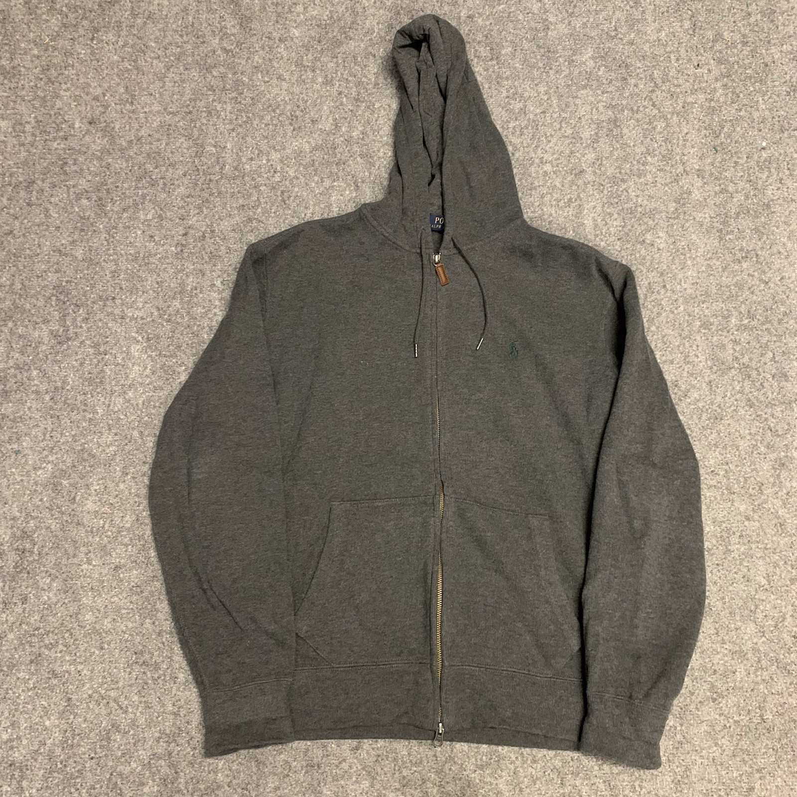 Polo Ralph Lauren Full Zip Grigio Felpa con Cappuccio Uomo Medium Verde Pony