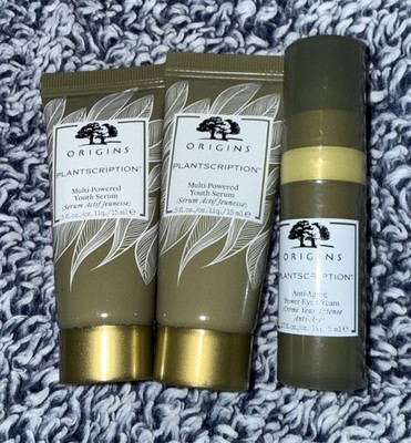 Origins Plantscription Multi-Powered Youth Serum - Travel 0.5oz x2 & Eye Cream