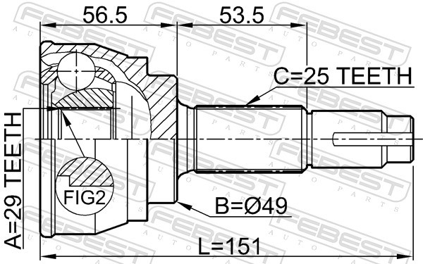 Für FEBEST 0210-084 OUTER CV JOINT 29X49X25