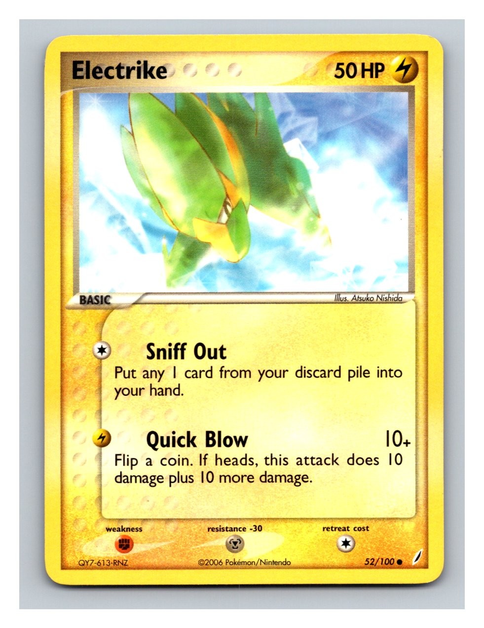 Electrike #52/100 Crystal Guardians Pokemon Trading Card TCG Nintendo 2006