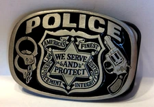 Vintage The Great American Buckle Co./Buckle Bakery  POLICE Belt Buckle -