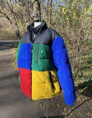 NWT Polo Ralph Lauren Colorblock Fleece Sherpa Full Zip Down Jacket Mens Sz 3XLT