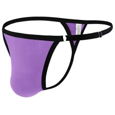 DKEGIFF Men's Thong Underwear Male G String T-Back Bikini One Size, Purple