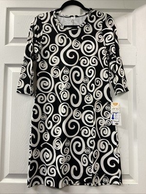 Lulu B XL Black And White Swirly Spiral Pattern Dress Upf50