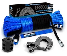 Synthetic Winch Rope Kit, 3/16" x 50ft 8500LBS 3/16"x50ft(Blue)-8500lbs Blue