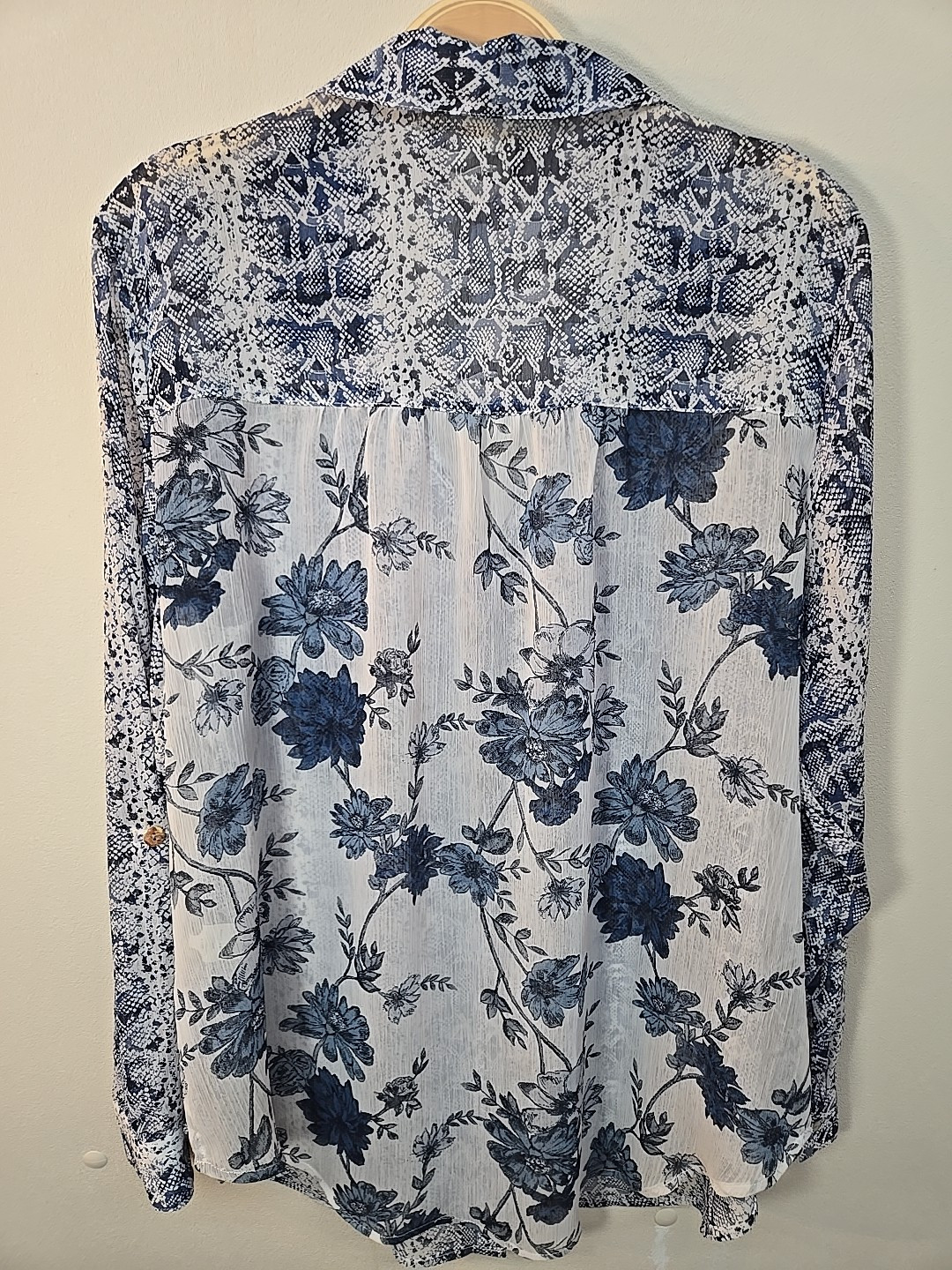 Fig And Flower Button Down Mixed Printed Shirt Si… - image 3