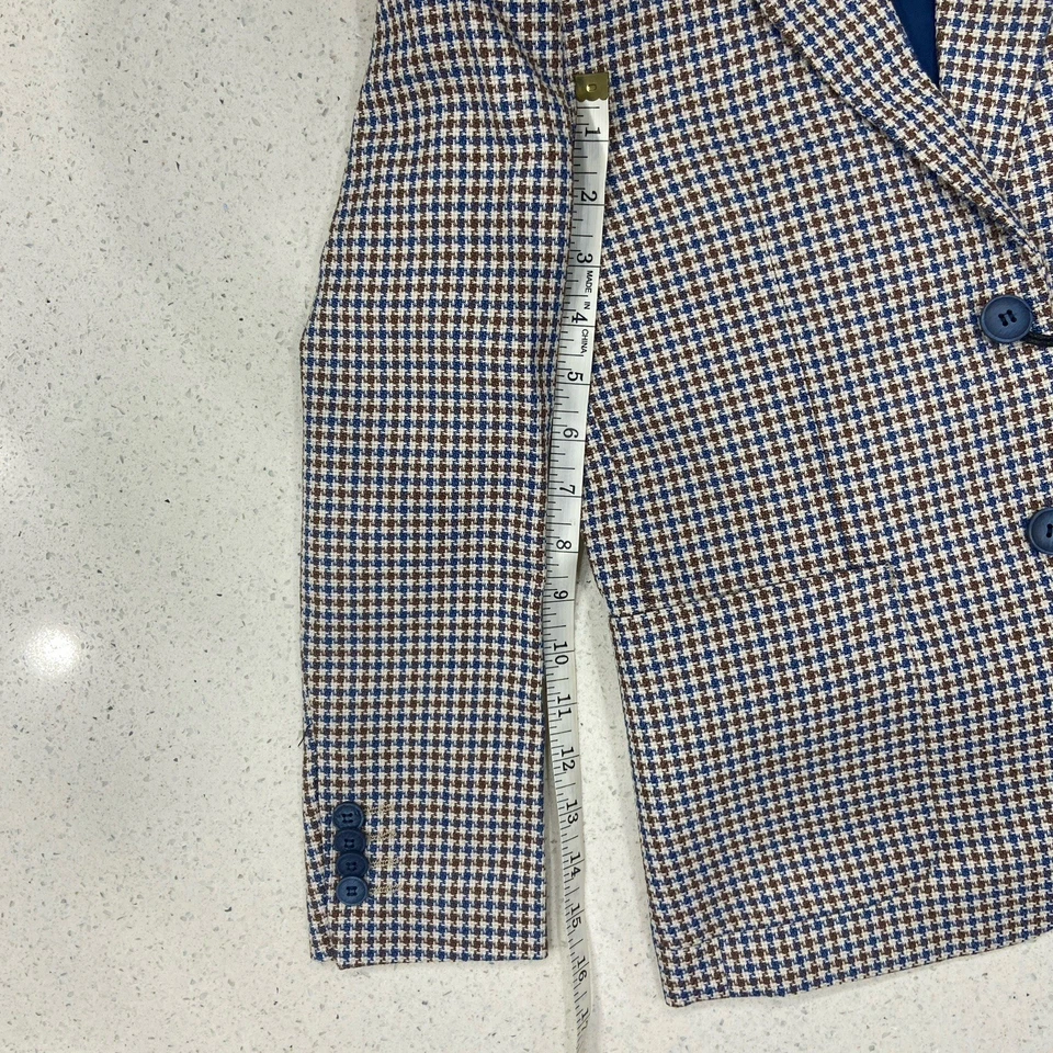 Isaac Mizrahi Boys' Slim-Fit Gingham Contrast Suit, Tan/Blue - Image 4 of 4