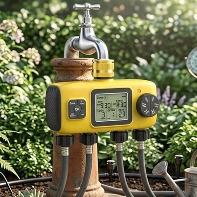 Vier Sprinkler Zeitschaltuhr mit witterungsbeständigem IP65 Gehäuse und Metall