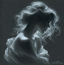 original drawing 21 x 21 cm 30VA artwork pastel woman Light in the twilight