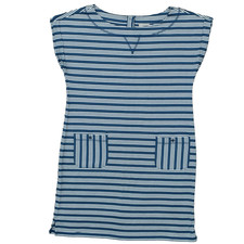 Talbots Women's Size M Shift Dress Blue Knee Length Casual Polyester Striped