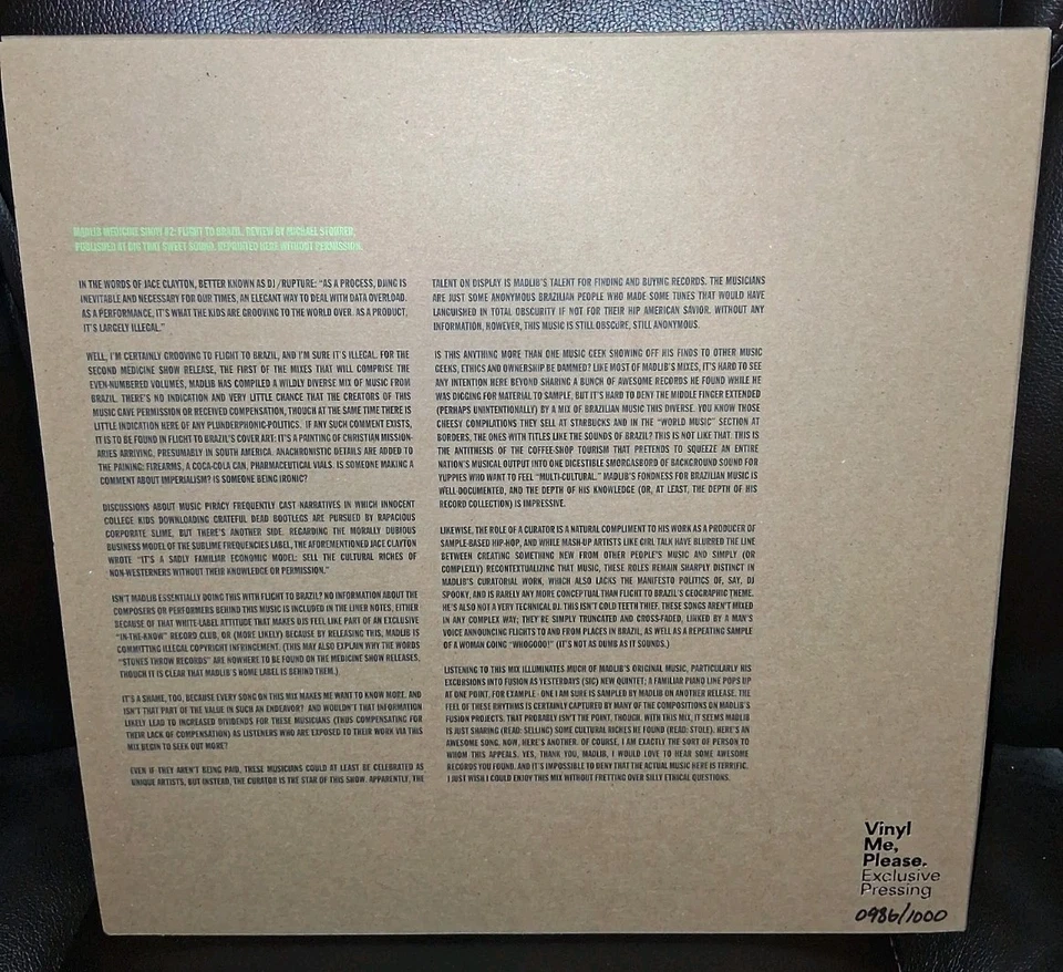 Madlib  Flight to Brazil 2XLP Club Edition/Limited Edition Numbered Reissue - Image 2 of 4