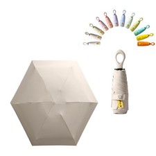 Mini Sun Travel Umbrella Ring handle Coating Layer 35.4inch, Cream white