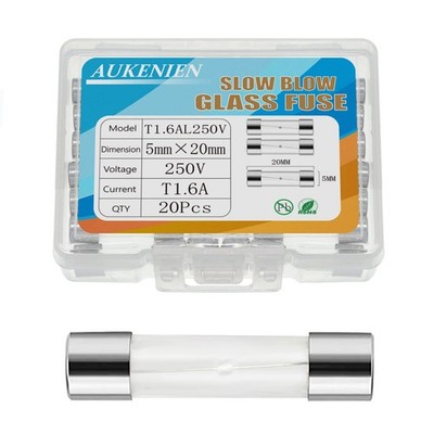 1,6A 1,6 Ampere 250V Träge Glassicherung 5x20MM T1.6A Sicherungen Glasrohrsic...