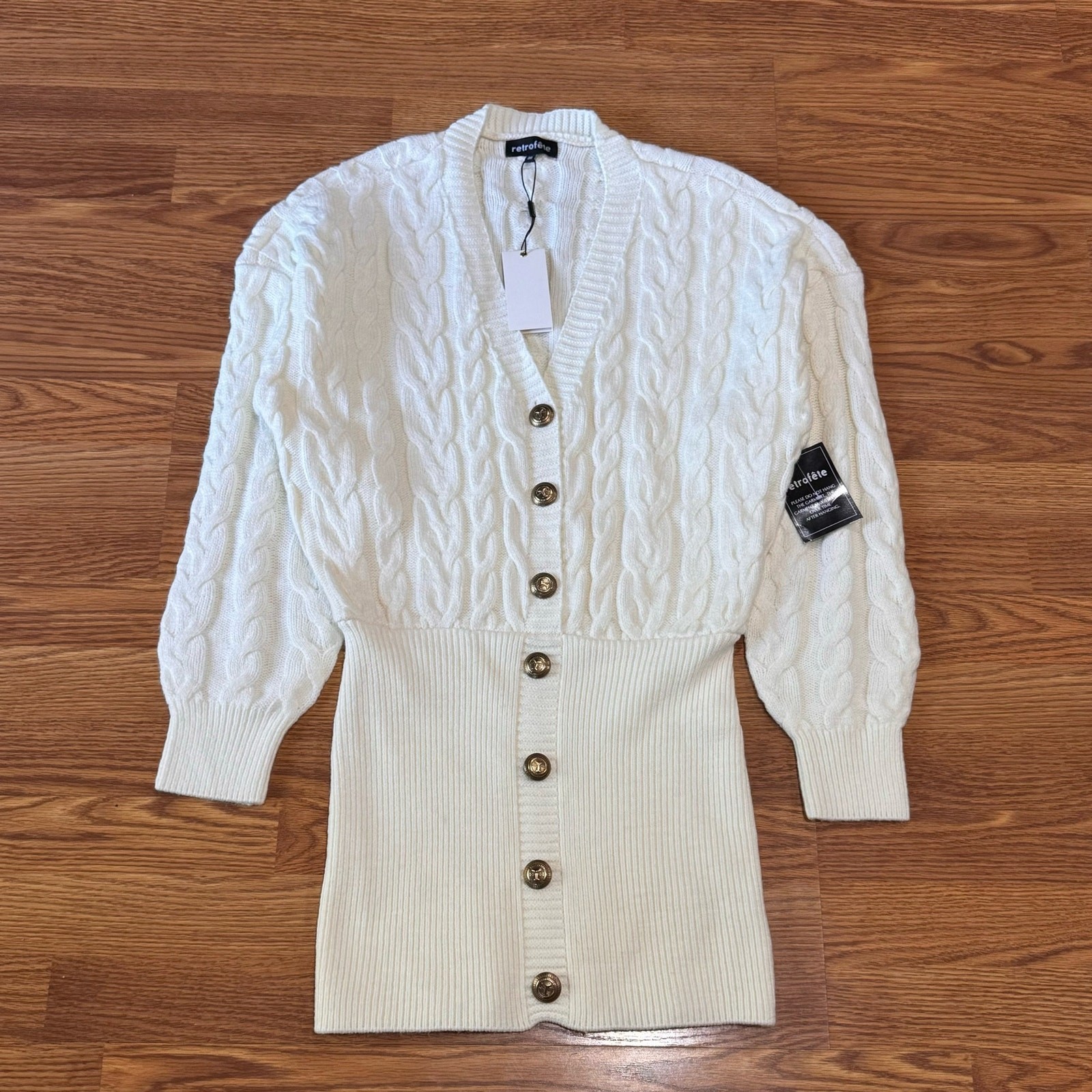 Retrofête  ivory cable knit DRESS TALA retro party size M