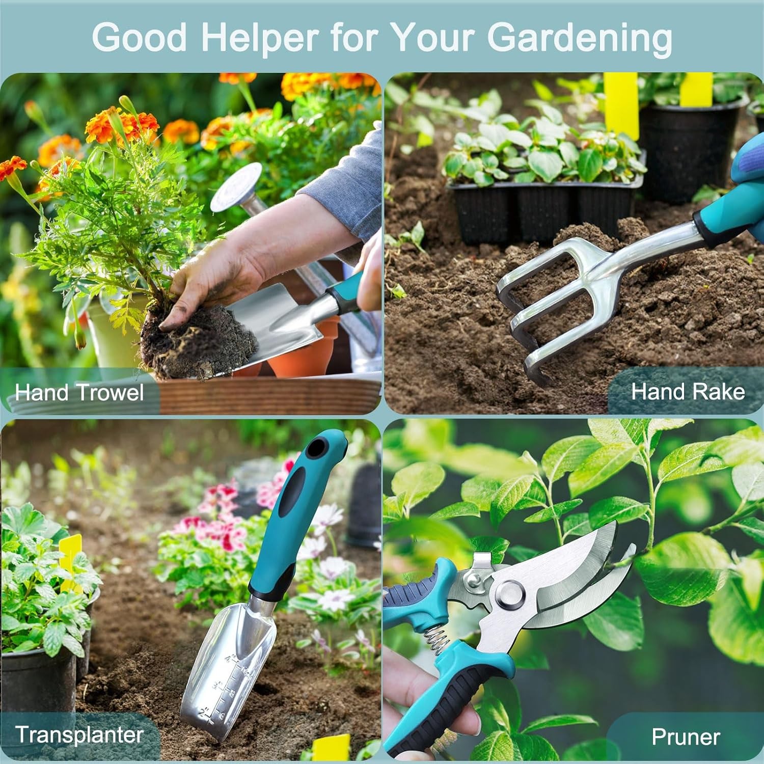 Garden Tools, 7 Piece Gardening Gift for Women&Men, Gardening Hand Tools S