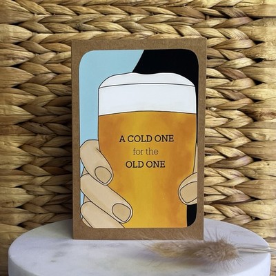 NEU - Handmade Geburtstagskarte  Cold one for the old one  + passender Umschlag