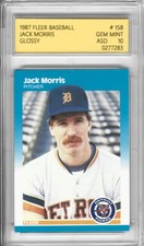JACK MORRIS 1987 FLEER GLOSSY  #158  ASD 10 GEM MINT