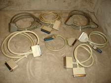 Lot of 7 Vintage SCSI Cables with Centronics 50-Pin Terminators