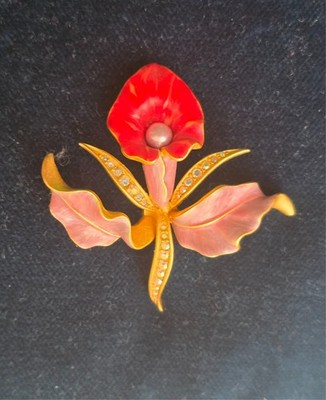 Joan Rivers Orchidee Blume Brosche gestempelt