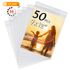 50 Pack Acid-Free Crystal Clear Sleeves Storage Bags for 9x12 50 Pack,