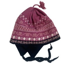 Vermont Originals Merino Wool Knit Nordic Ski Hat Beanie Pink Handcrafted In USA