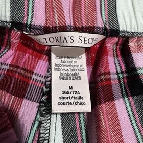 Victoria&rsquo;s Secret Pajama Pants Pink Black Plaid Cinched Ends Sz Medium Soft VGC