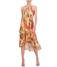 Vince Camuto Womens Printed Peasant Midi Dress