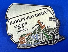 Harley Davidson Motorcycles Salutes Our Troops 2012 HD Jacket Vest Pin Souvenir
