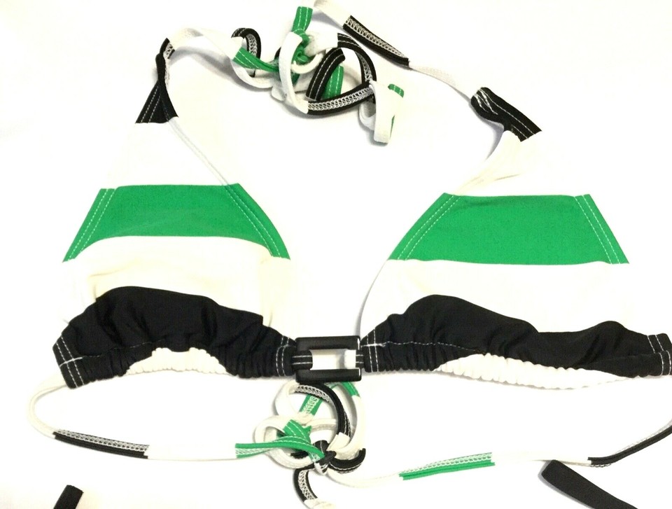 WOMEN'S MEDIUM GREEN STRIPE BIKINI SWIMSUIT Swim Top & Bottom Set eBay