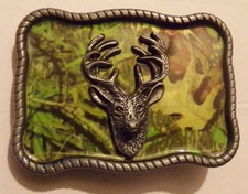 DEER HEAD BELT BUCKLE - CAMO BELT BUCKLE - BUCK WITH HORNS - NEW