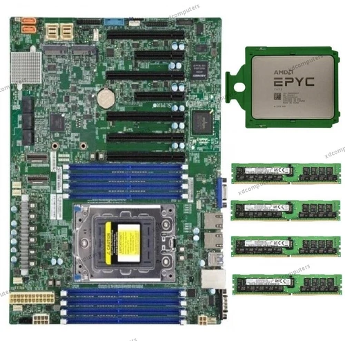 Supermicro H12SSL-i Motherboard + AMD EPYC 7452 CPU + 4x Samsung 32GB 3200A RAM