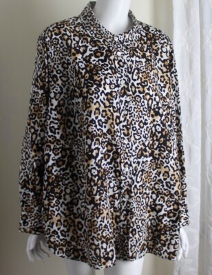 Talbots Sz 3X Animal WILD Art-to-Wear LIGHTWEIGHT COTTON Tunic Blouse Shirt Top